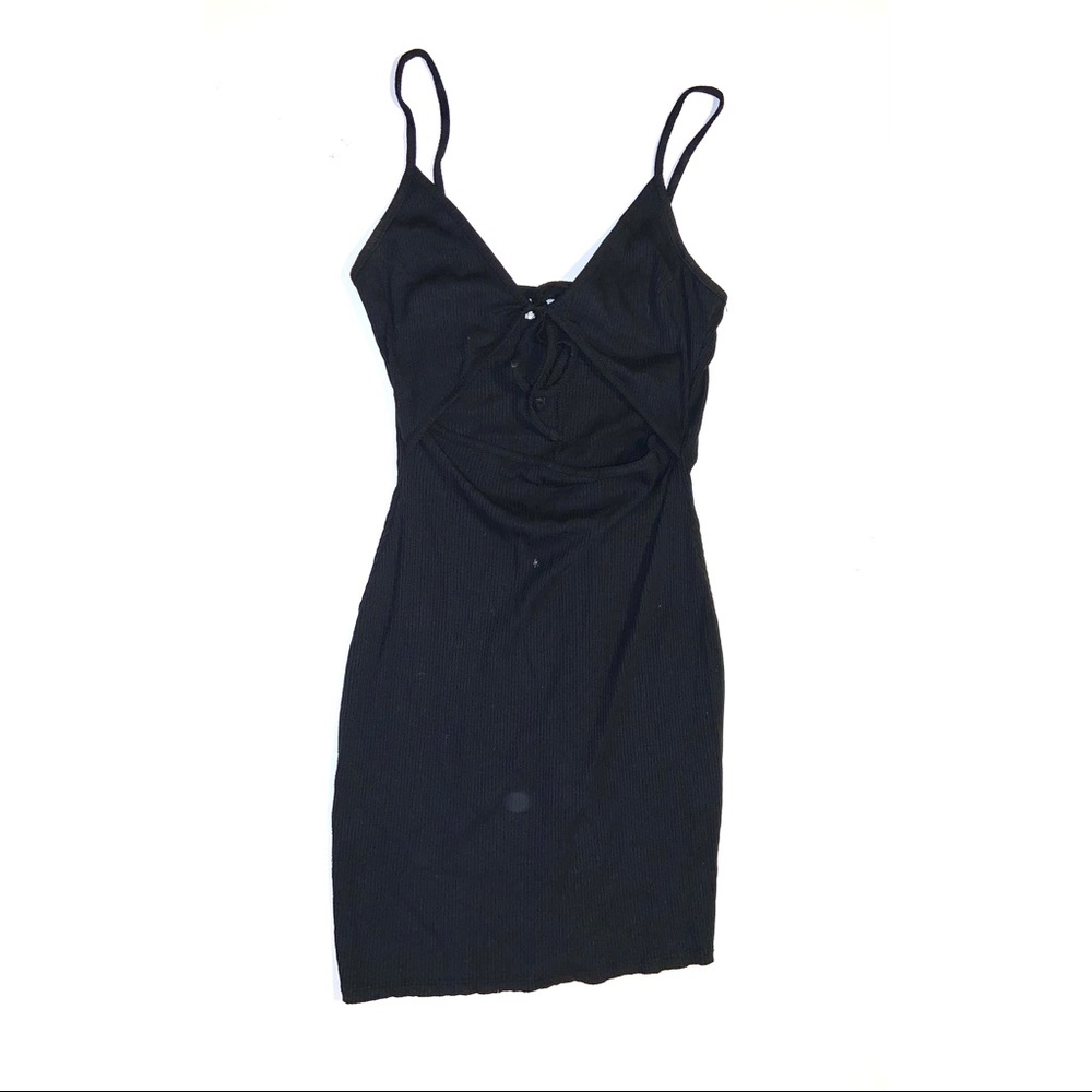 Black tie front minidress